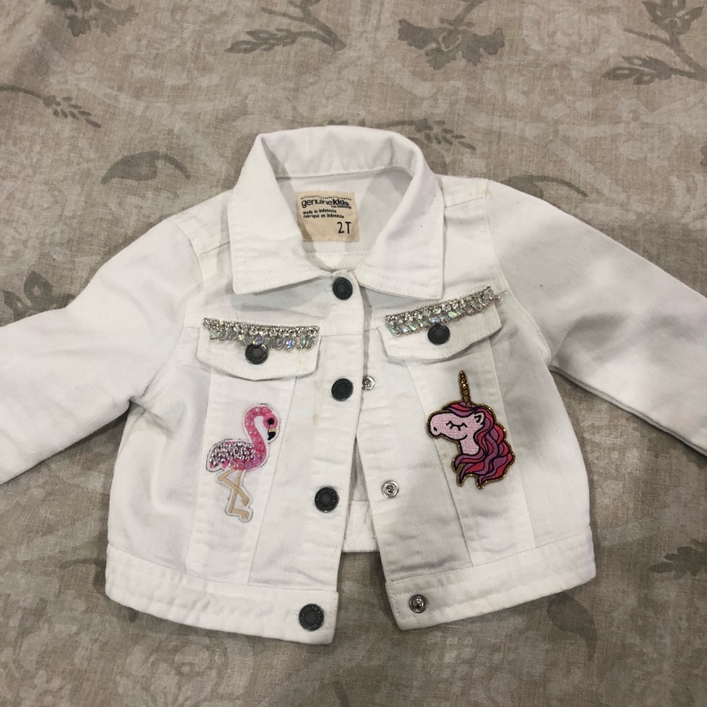 Swarovski white denim patch jacket